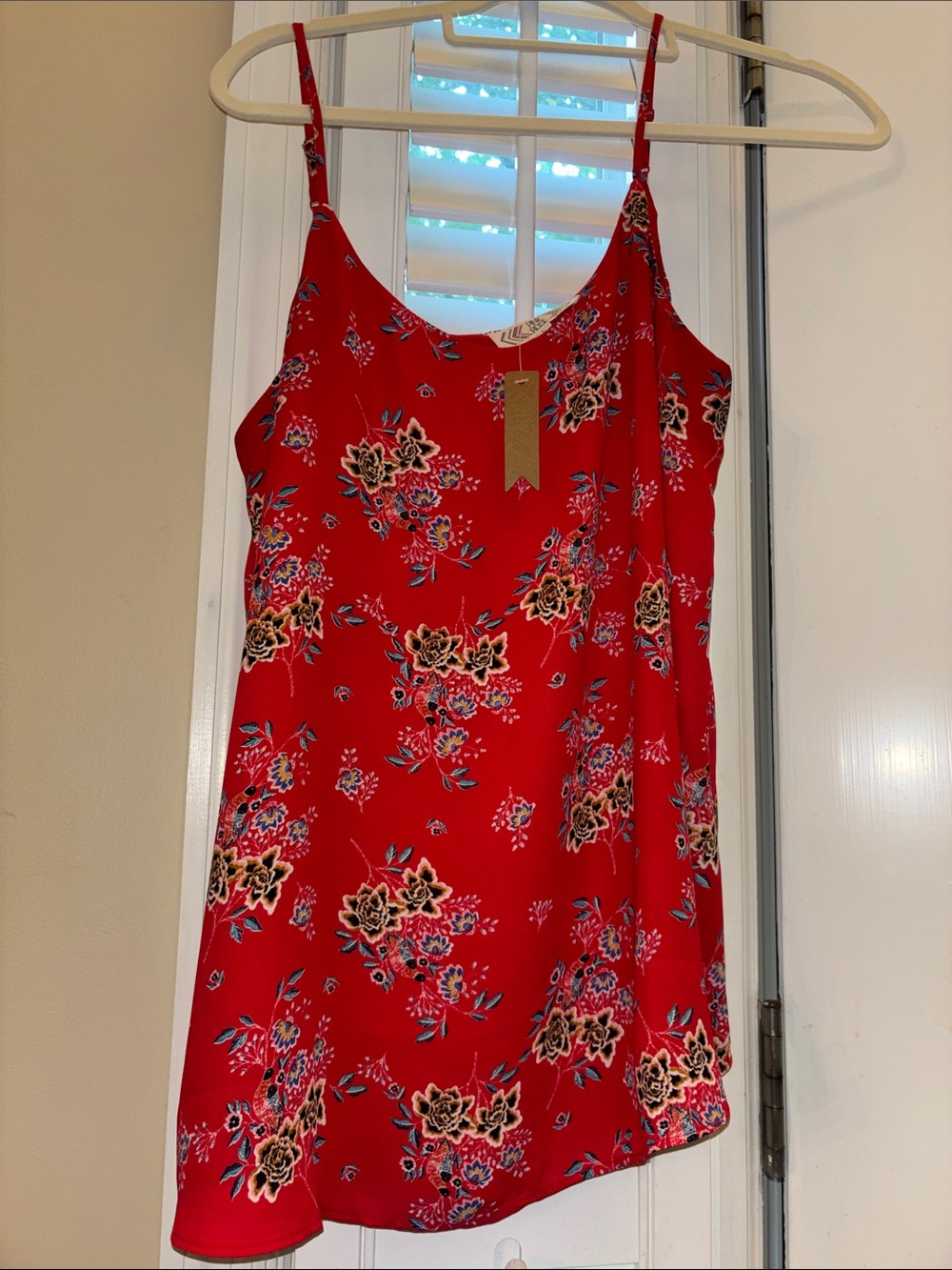 Pink Rose Red Floral Slip Dress Cami